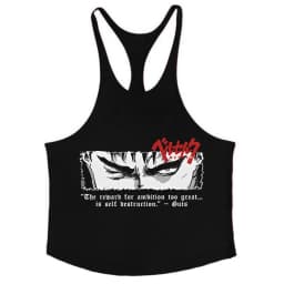 Berserk Graphic Cotton Tank Top for Men Summer Sleeveless Y-Back Vest Gym Muscle Training Athletic Workout Undershirt Activewear