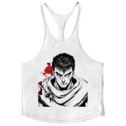 Berserk Graphic Cotton Tank Top for Men Summer Sleeveless Y-Back Vest Gym Muscle Training Athletic Workout Undershirt Activewear