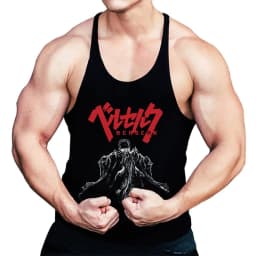 Berserk Graphic Cotton Tank Top for Men Summer Sleeveless Y-Back Vest Gym Muscle Training Athletic Workout Undershirt Activewear