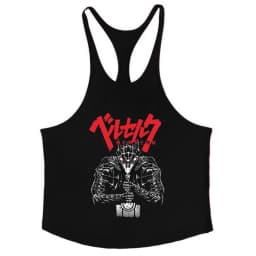 Berserk Graphic Cotton Tank Top for Men Summer Sleeveless Y-Back Vest Gym Muscle Training Athletic Workout Undershirt Activewear
