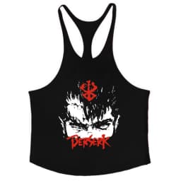 Berserk Graphic Cotton Tank Top for Men Summer Sleeveless Y-Back Vest Gym Muscle Training Athletic Workout Undershirt Activewear