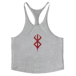 Berserk Graphic Cotton Tank Top for Men Summer Sleeveless Y-Back Vest Gym Muscle Training Athletic Workout Undershirt Activewear