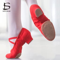 Women Character Dance Shoes Ballet Teacher Shoes Ballroom Modern Dance Training Low Heels Canvas Cross Strap Dancing Footwear