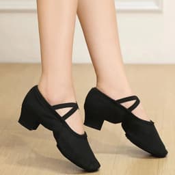 Women Character Dance Shoes Ballet Teacher Shoes Ballroom Modern Dance Training Low Heels Canvas Cross Strap Dancing Footwear