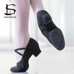 Women Character Dance Shoes Ballet Teacher Shoes Ballroom Modern Dance Training Low Heels Canvas Cross Strap Dancing Footwear
