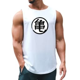 Japanese Anime Turtle Script Printed Summer Fitness Sports Tank Tops Men Gym Clothing Workout Sleeveles Shirt Loose Running Vest