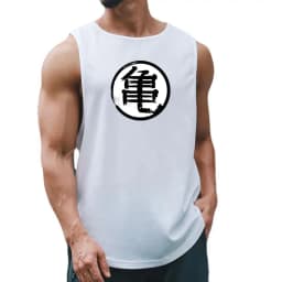 Japanese Anime Turtle Script Printed Summer Fitness Sports Tank Tops Men Gym Clothing Workout Sleeveles Shirt Loose Running Vest