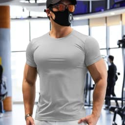Gym T-shirt Man Plus Size Dry Fit Men's Sports T-shirts Sweatshirt Tops Plain Color Muscle Training Activewear Yoga Clothes Tee