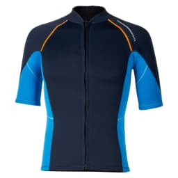 Mens Swim Tops Swimwear Beachwwear Short Sleeve Front Zip Wetsuit Top 1.5mm Neoprene Tops for Swimming Diving Surfing Snorkeling