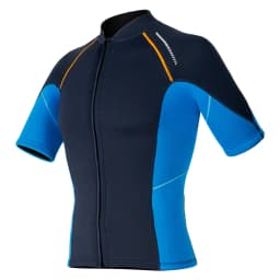 Mens Swim Tops Swimwear Beachwwear Short Sleeve Front Zip Wetsuit Top 1.5mm Neoprene Tops for Swimming Diving Surfing Snorkeling