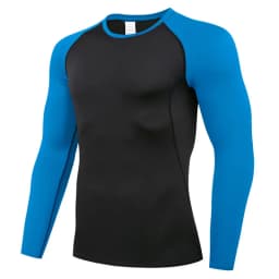 Men's Compression Fitness Top, Quick-Dry Sweat-Wicking Long Sleeve Casual Sport Base Layer, Durable Color Block Pullover Top Fit