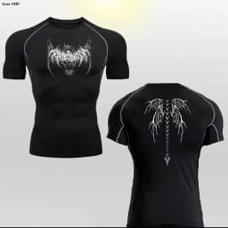 Y2K Compression Shirt Men Fitness Gym Skeleton Sport Running T-Shirt Rashgard Tops Tee Quick Dry Short Sleeve T-Shirt For Men