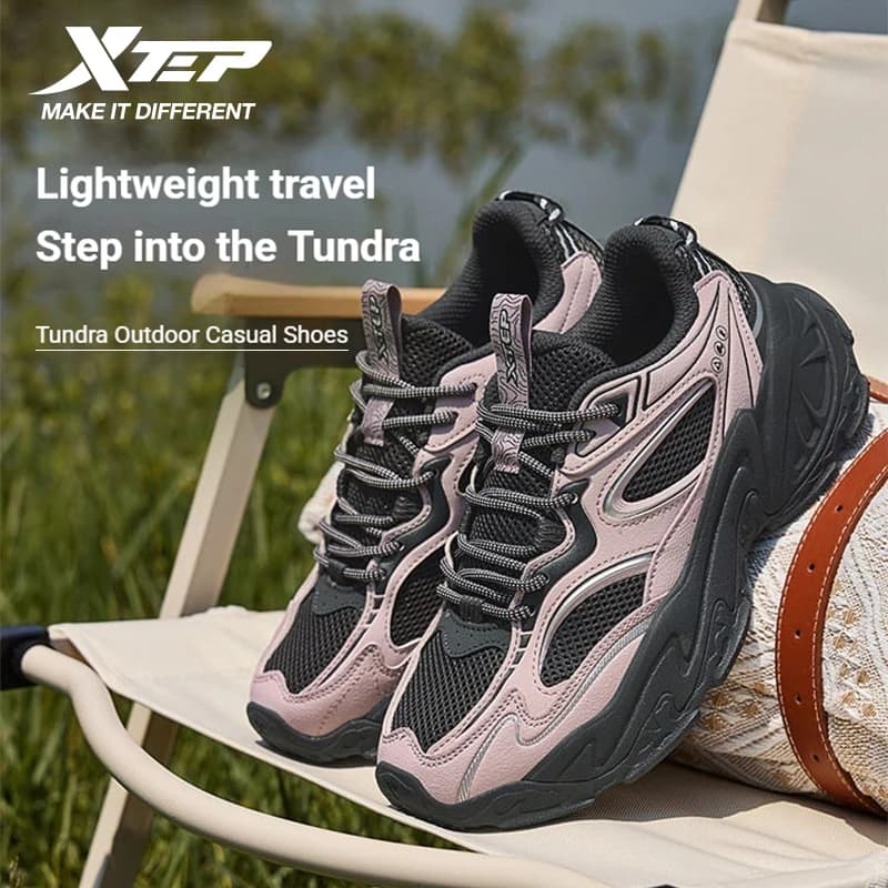 Xtep Casual Shoes Women's 2025 Spring Lightweight Running Shoes Thick Sole Increase Street Style Sneakers 875318320009