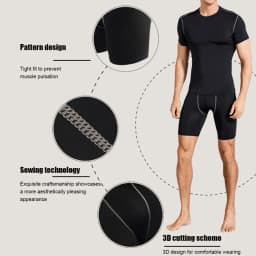 Men‘s Compression Short Pants Elastic Quick Dry Running Fitness Shorts With Pocket Big Size Black Tight Gym Training Pants