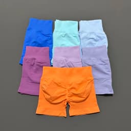 Histello Sports Shorts 4.5" Women Seamless Yoga Leggings Low Waist Scrunch Bum Tights Running Fitness Short Workout Gym Shorts