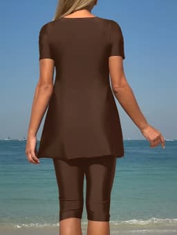 2026 Long Knee Swimwear Female Tankini Two Pieces Swimsuit Women Beach Dress Solid Bathers Bathing Swimming Swim Suit Beachwear