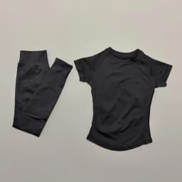 2 Pieces Short Sleeve Sports Set Women Round Neck Breathable Short Sleeve Yoga Sports Leggings Gym Sportswear Workout Sets