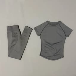 2 Pieces Short Sleeve Sports Set Women Round Neck Breathable Short Sleeve Yoga Sports Leggings Gym Sportswear Workout Sets