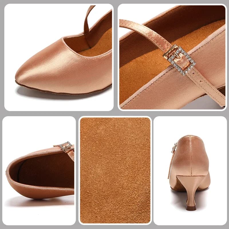 hot Women's dance shoes Modern classic tango jazz standard dance hall Latin dance shoes Black/brown/pink Satin heels 5.5 cm