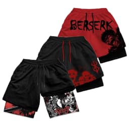 Anime Sports Fitness Running Jogging Performance Shorts Men's Shorts 2 In 1 Bilayer Shorts Print Casual Summer