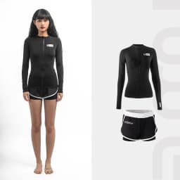 Nu-June Women Surf Top Rashguard Swimming Suit Long Sleeve Zipper Rash Guard Surfing UPF50+ Swimsuit Quick-Dry Top Beachwear