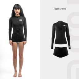 Nu-June Women Surf Top Rashguard Swimming Suit Long Sleeve Zipper Rash Guard Surfing UPF50+ Swimsuit Quick-Dry Top Beachwear