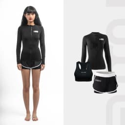 Nu-June Women Surf Top Rashguard Swimming Suit Long Sleeve Zipper Rash Guard Surfing UPF50+ Swimsuit Quick-Dry Top Beachwear
