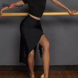 Black Latin Dance Tops Female Sexy Women Dance Costumes Standard Dance Dress Practice Clothes Jazz Competition Dresses Skirt Set
