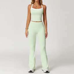 Women's Clothes 2 Pieces Workout Tracksuit Yoga Set Sportswear Gym Clothing High Waist Bell-bottoms Sexy Fitness Bta Sports Suit