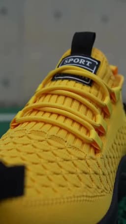 Men's Bright Yellow Outdoor Sneakers Breathable Mesh Construction Shock Absorbing Sports Shoes Stylish Trendy Adventure Footwear