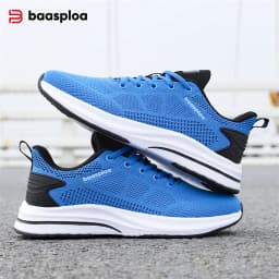 Baasploa Men Running Shoes New Mesh Breathable Casual Sneakers Male Lace-Up Comfort Lightweight Sport Shoes Non-Slip Outdoor