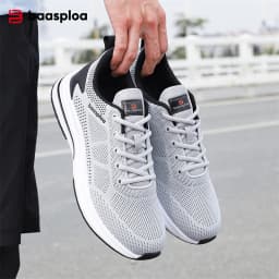 Baasploa Men Running Shoes New Mesh Breathable Casual Sneakers Male Lace-Up Comfort Lightweight Sport Shoes Non-Slip Outdoor