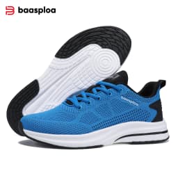 Baasploa Men Running Shoes New Mesh Breathable Casual Sneakers Male Lace-Up Comfort Lightweight Sport Shoes Non-Slip Outdoor