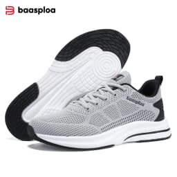 Baasploa Men Running Shoes New Mesh Breathable Casual Sneakers Male Lace-Up Comfort Lightweight Sport Shoes Non-Slip Outdoor