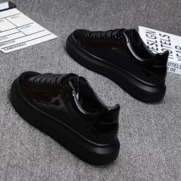 Red lacquered men's shoes Fashion black casual skateboard shoes Outdoor tennis walking shoes Universal men and women