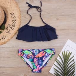 Print Summer Girls Kids Bikinis Set 5-14 Years Ruffle Kids Swimwear Swimsuit Children Bandage Swimming Bathing Suit Beachwear