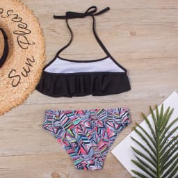 Print Summer Girls Kids Bikinis Set 5-14 Years Ruffle Kids Swimwear Swimsuit Children Bandage Swimming Bathing Suit Beachwear