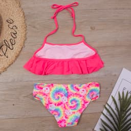 Print Summer Girls Kids Bikinis Set 5-14 Years Ruffle Kids Swimwear Swimsuit Children Bandage Swimming Bathing Suit Beachwear
