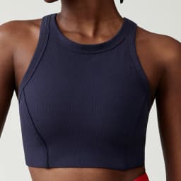 High Impact Fitness Yoga Bra Super Stretch Round Neck Gym Crop Top Ribbed Fabric Sleeveless Running Vest Female Sportswear