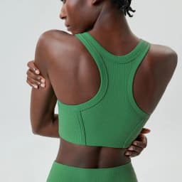 High Impact Fitness Yoga Bra Super Stretch Round Neck Gym Crop Top Ribbed Fabric Sleeveless Running Vest Female Sportswear