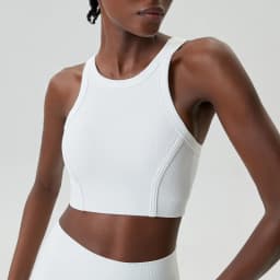 High Impact Fitness Yoga Bra Super Stretch Round Neck Gym Crop Top Ribbed Fabric Sleeveless Running Vest Female Sportswear