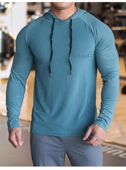 Sports hooded Men Fast Dry Breathable High Quality elastic Running Fashion Shirts Traning Bodybuilding Man Fitness long Sleeves