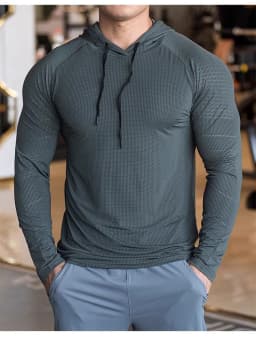 Sports hooded Men Fast Dry Breathable High Quality elastic Running Fashion Shirts Traning Bodybuilding Man Fitness long Sleeves