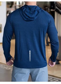 Sports hooded Men Fast Dry Breathable High Quality elastic Running Fashion Shirts Traning Bodybuilding Man Fitness long Sleeves