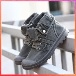2023 Army Green Men's Canvas Boots High Top Deodorant Women's Denim Casual Sneakers Button Walking Zapatillas