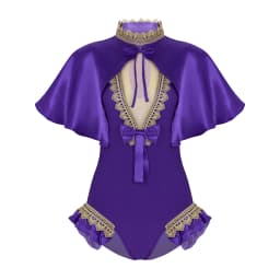 2Pcs Women Adults Dance Cosplay Costume Halloween Party Role Play Outfit Shiny Satin Cape Top With Sleeveless Leotard Bodysuit