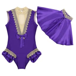 2Pcs Women Adults Dance Cosplay Costume Halloween Party Role Play Outfit Shiny Satin Cape Top With Sleeveless Leotard Bodysuit
