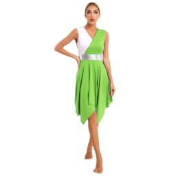 Women Color Block Modern Liturgical Dance Costumes Church Worship Praise Dancewear Stage Performance Costume Lyrical Dance Dress