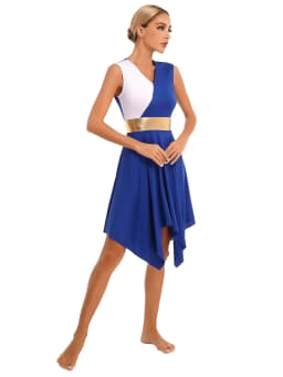 Women Color Block Modern Liturgical Dance Costumes Church Worship Praise Dancewear Stage Performance Costume Lyrical Dance Dress