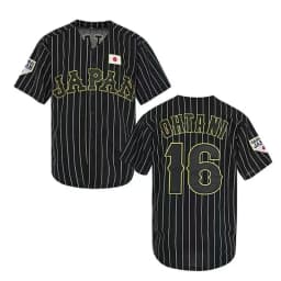 Japan 16 OHTANI Baseball Jersey Oversize Outdoor Sportswear Embroidery Sewing Stripes Hip Hop Cloth High Street T-Shirts